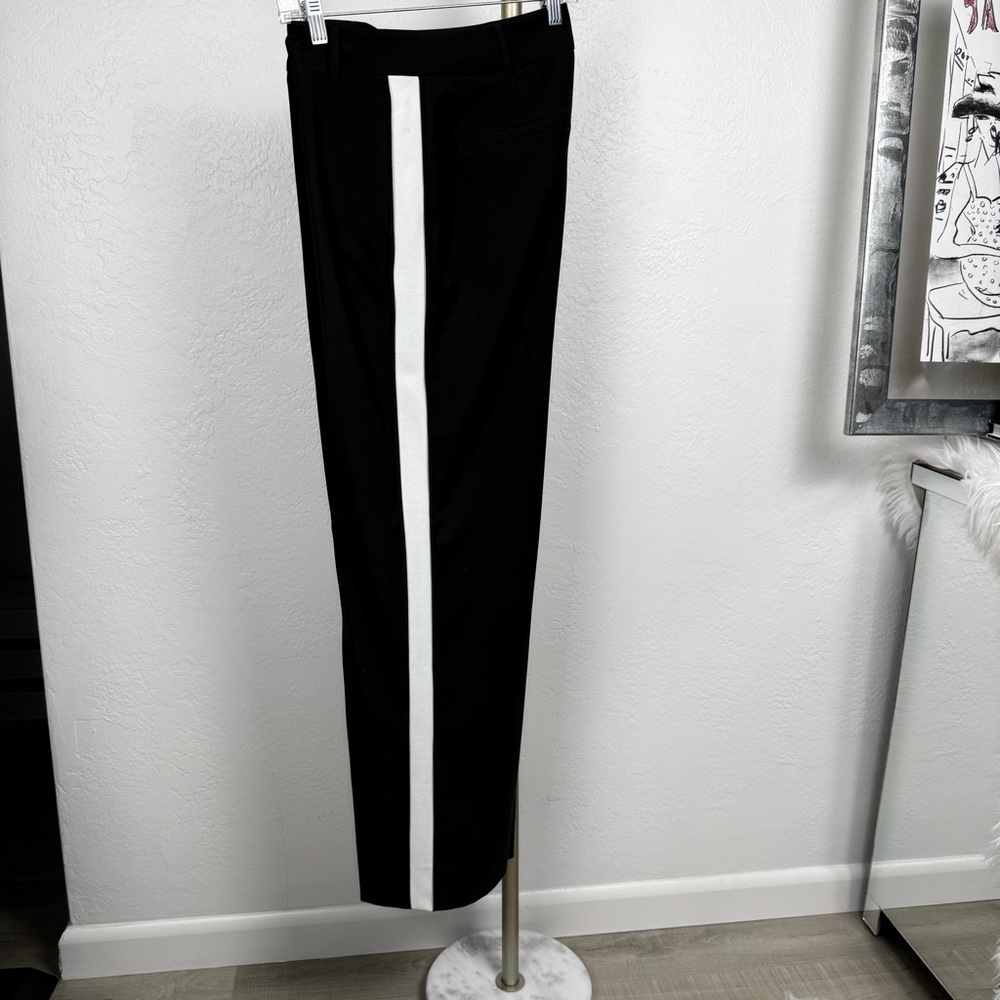 Rachel Roy Collection Black Racing Stripe Trousers Side Tape Pants Size 8